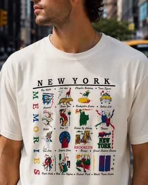 Vintage 1993 TOP New York Memories Landmark Graphic T-Shirt White XL Rare